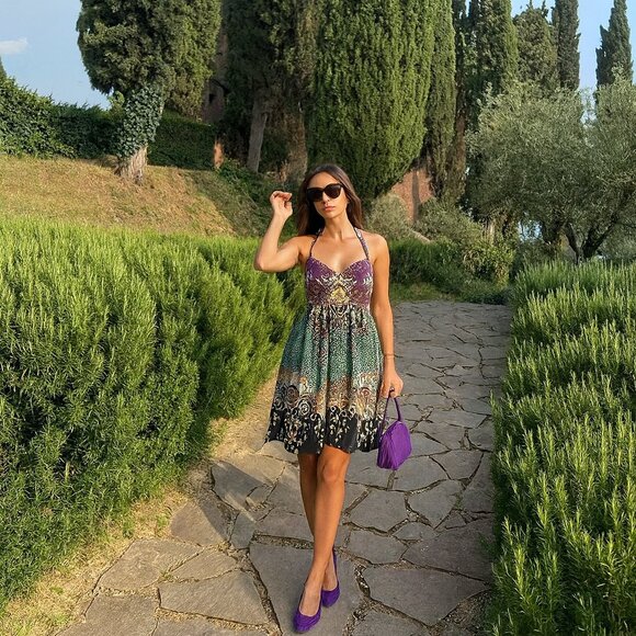 Express Cotton Halter Scarf Print Sundress Size 4 - Picture 1 of 6